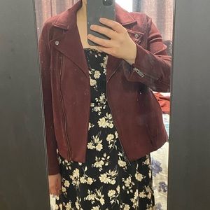 Old Navy Faux Suede Moto Jacket (Wine colour)